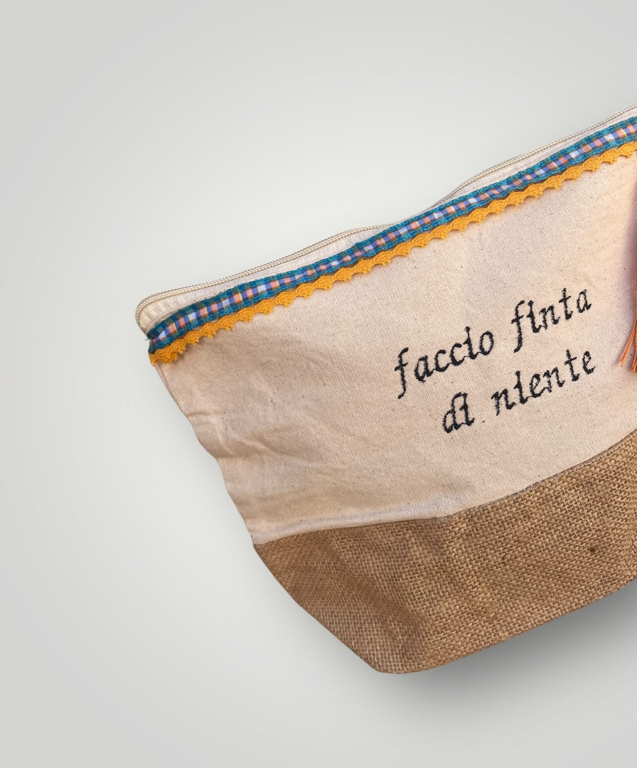 Pochette in juta con frase personalizzata