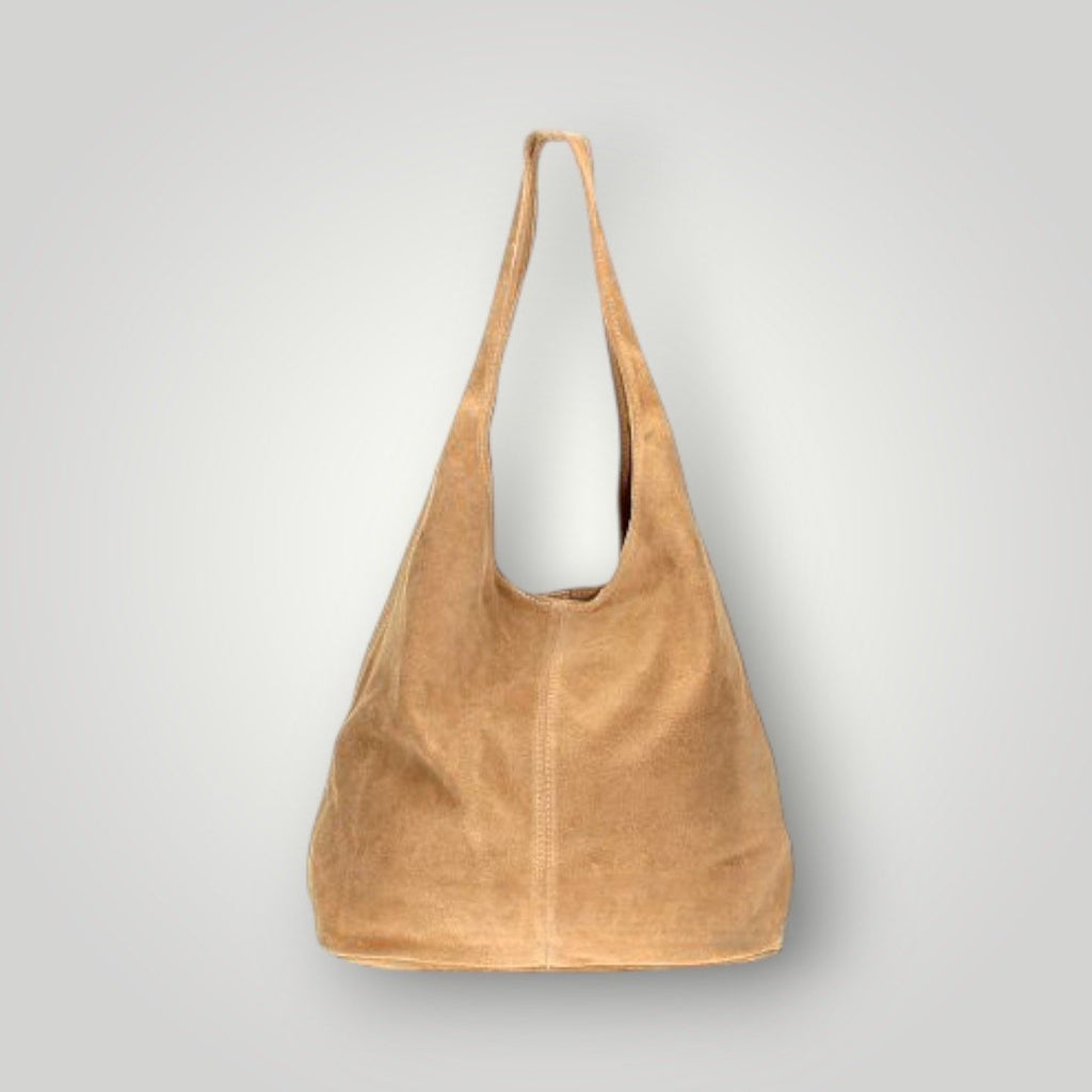 Borsa a sacca in pelle scamosciata