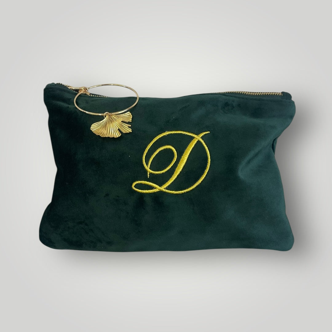 Pochette velluto con iniziale ricamata