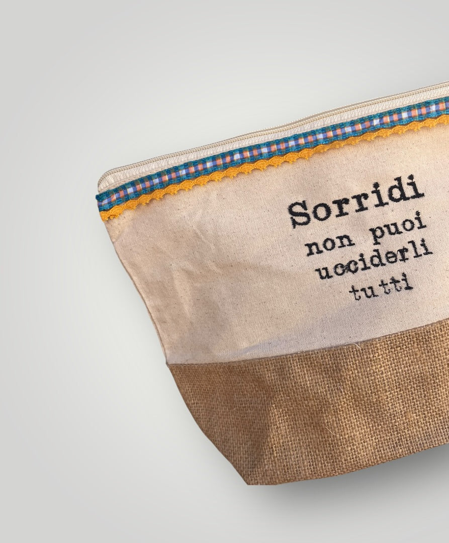 Pochette in juta con frase personalizzata