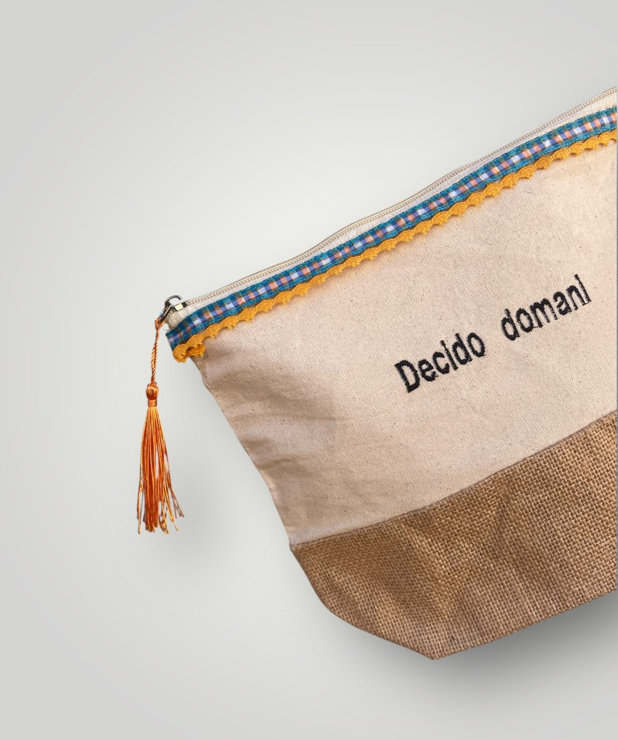 Pochette in juta con frase personalizzata