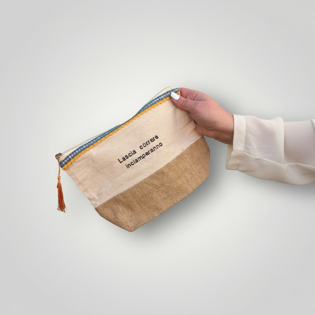 Pochette in juta con frase personalizzata