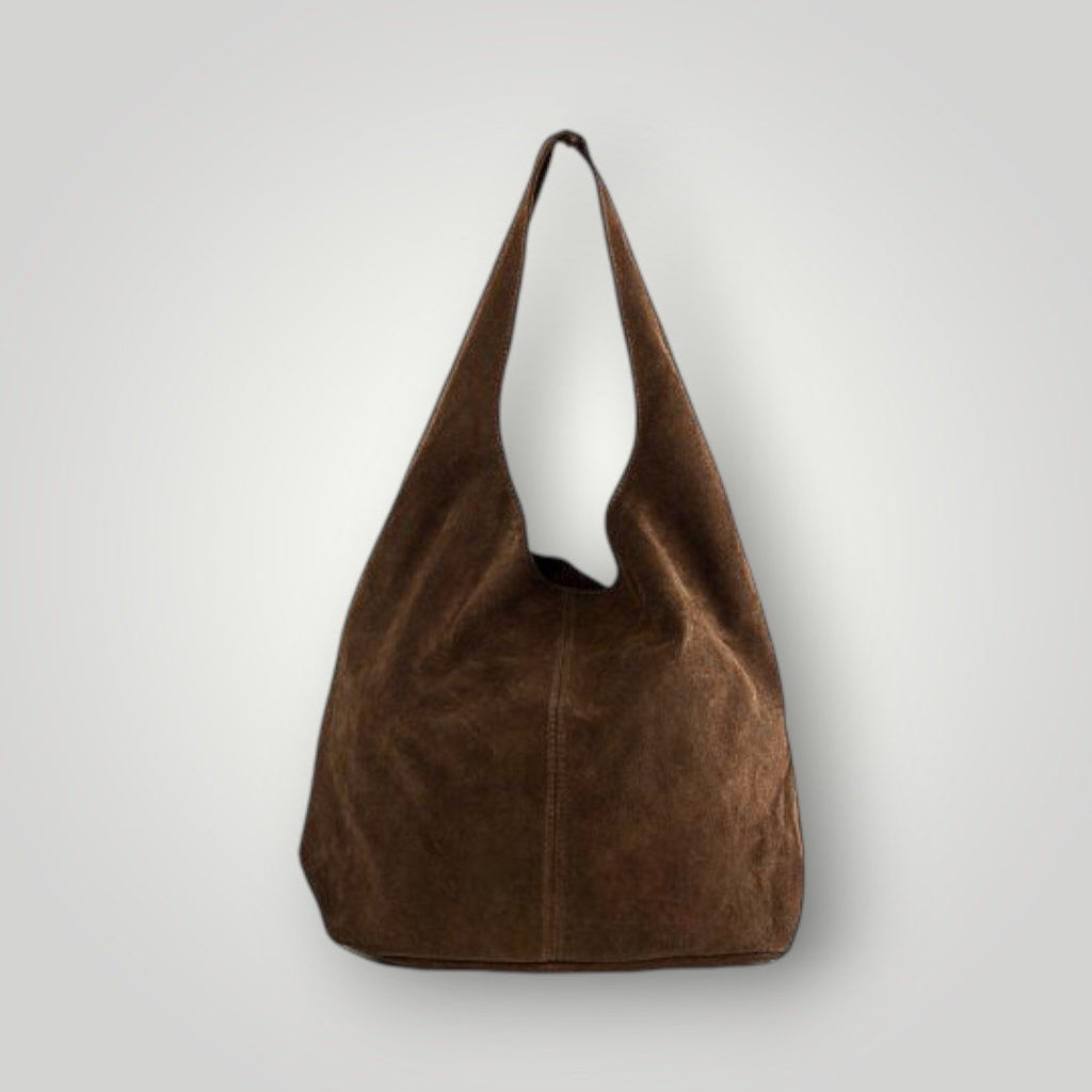 Borsa a sacca in pelle scamosciata