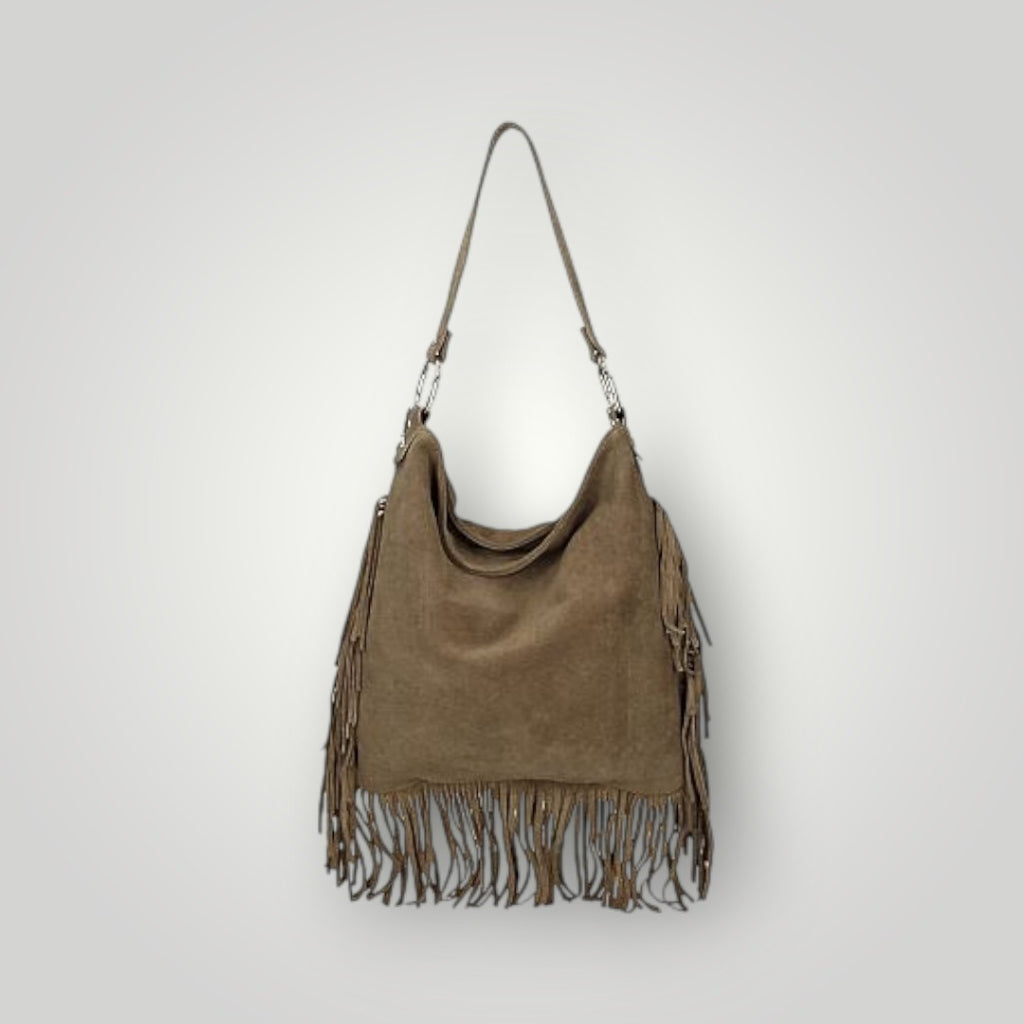 Borsa in pelle con frange