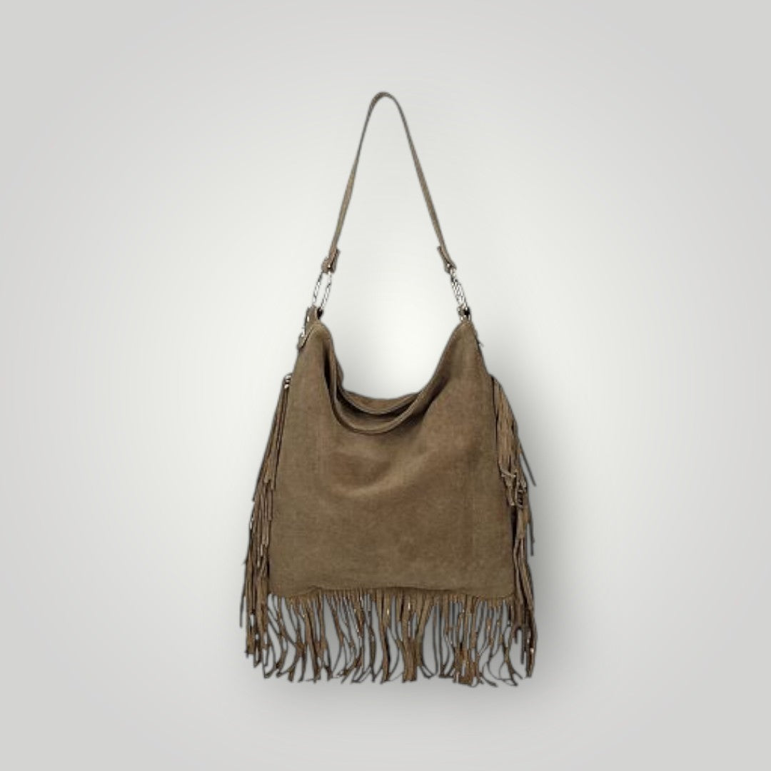 Borsa in pelle con frange