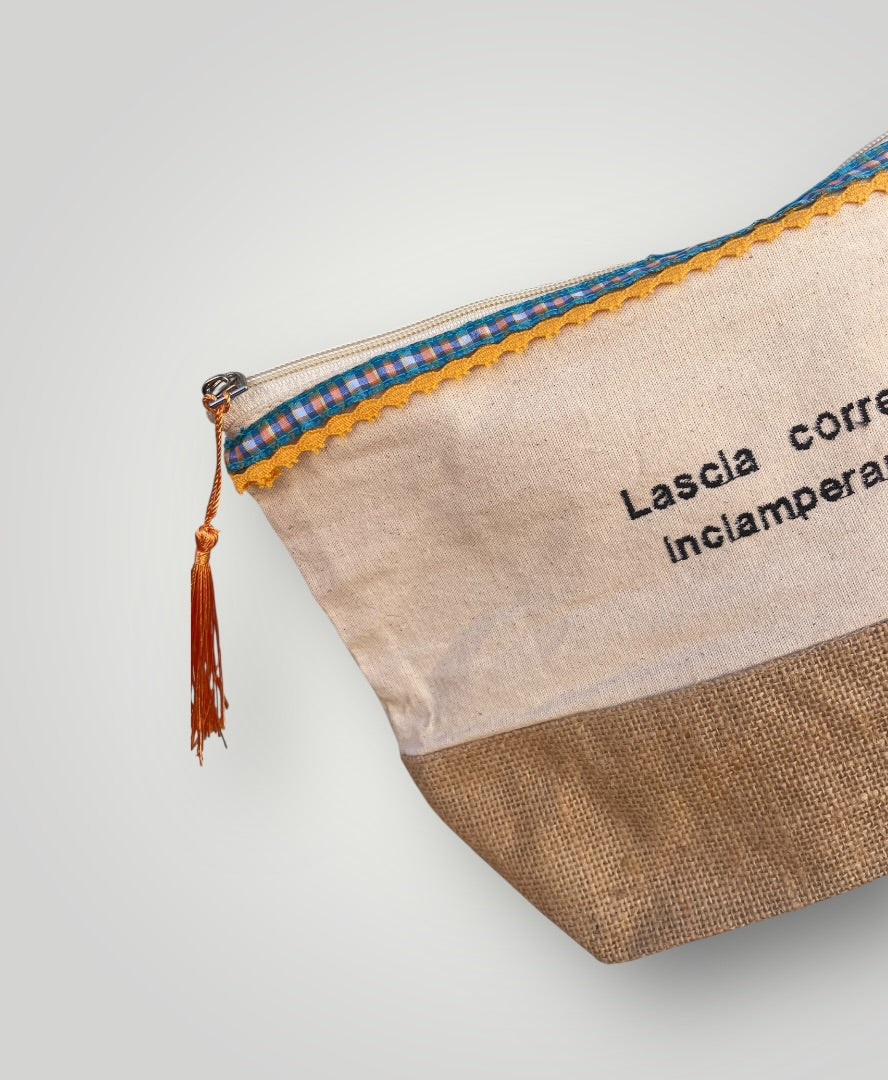 Pochette in juta con frase personalizzata