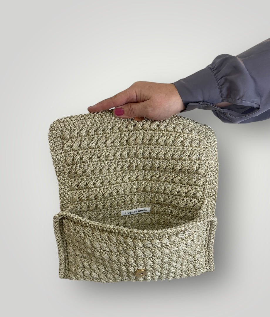 Pochette lurex sabbia