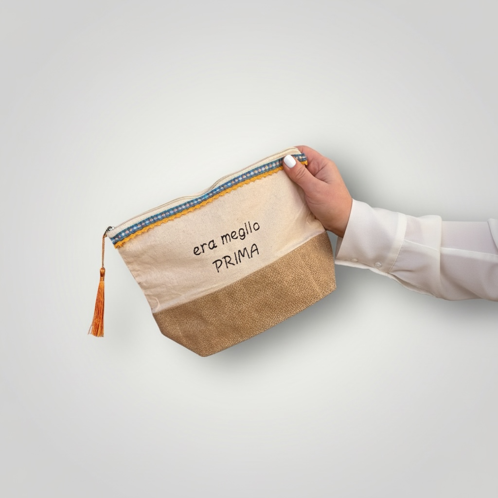 Pochette in juta con frase personalizzata