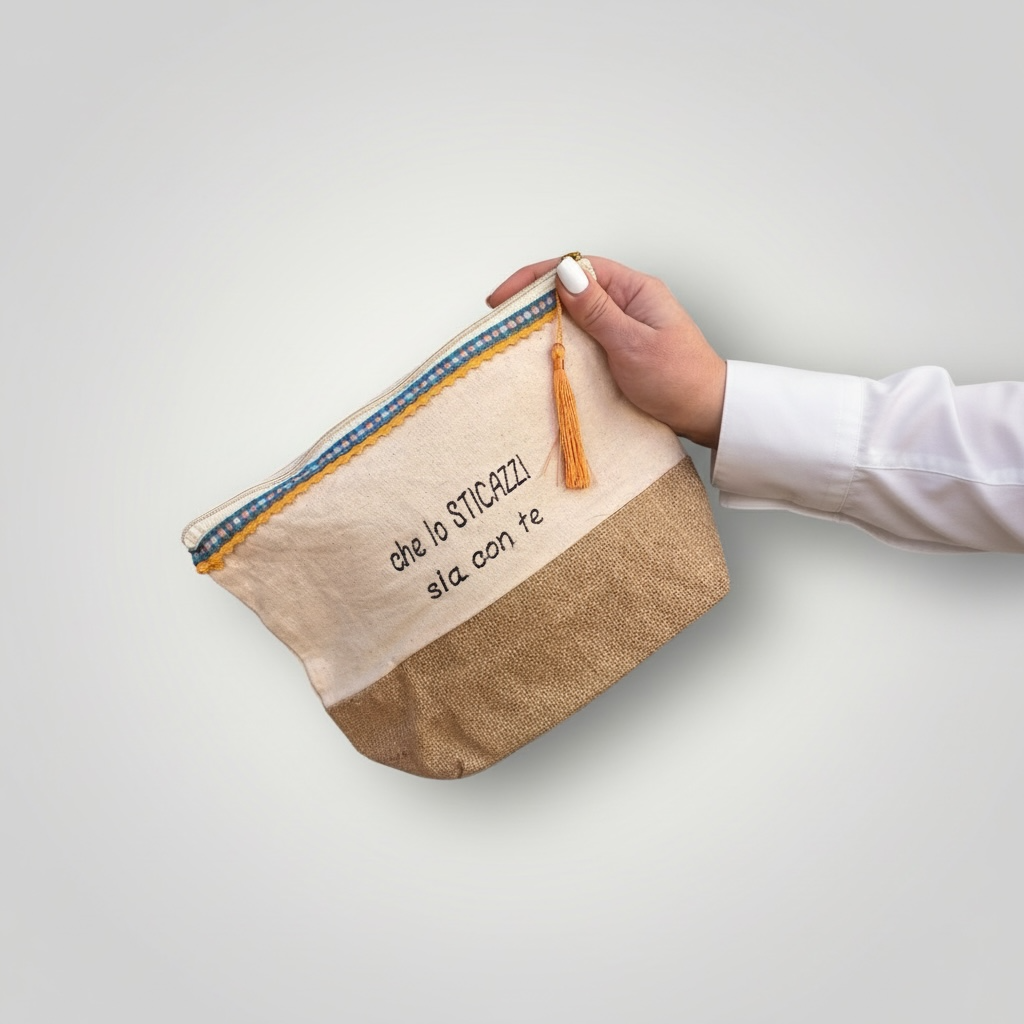 Pochette in juta con frase personalizzata