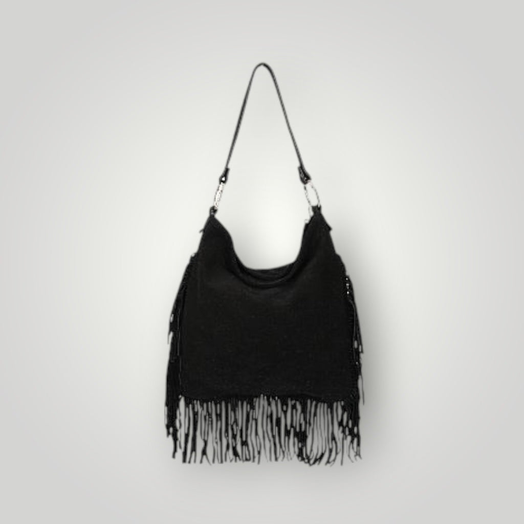 Borsa in pelle con frange