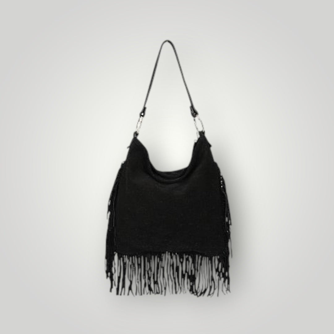 Borsa in pelle con frange