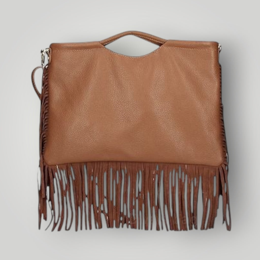 Borsa in pelle con frange e tracolla