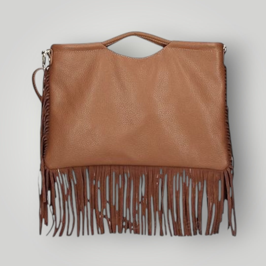 Borsa in pelle con frange e tracolla