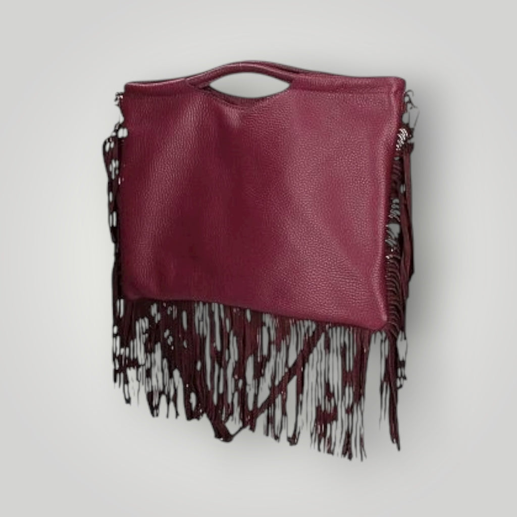 Borsa in pelle con frange e tracolla