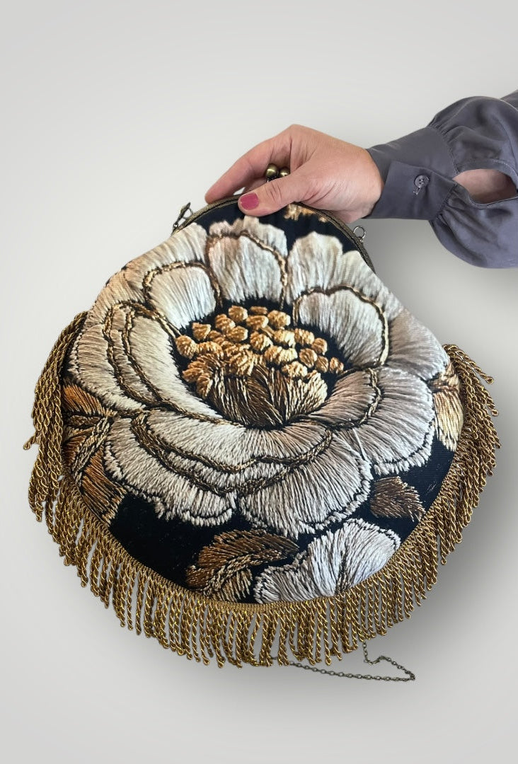 "Peonia" vintage round bag