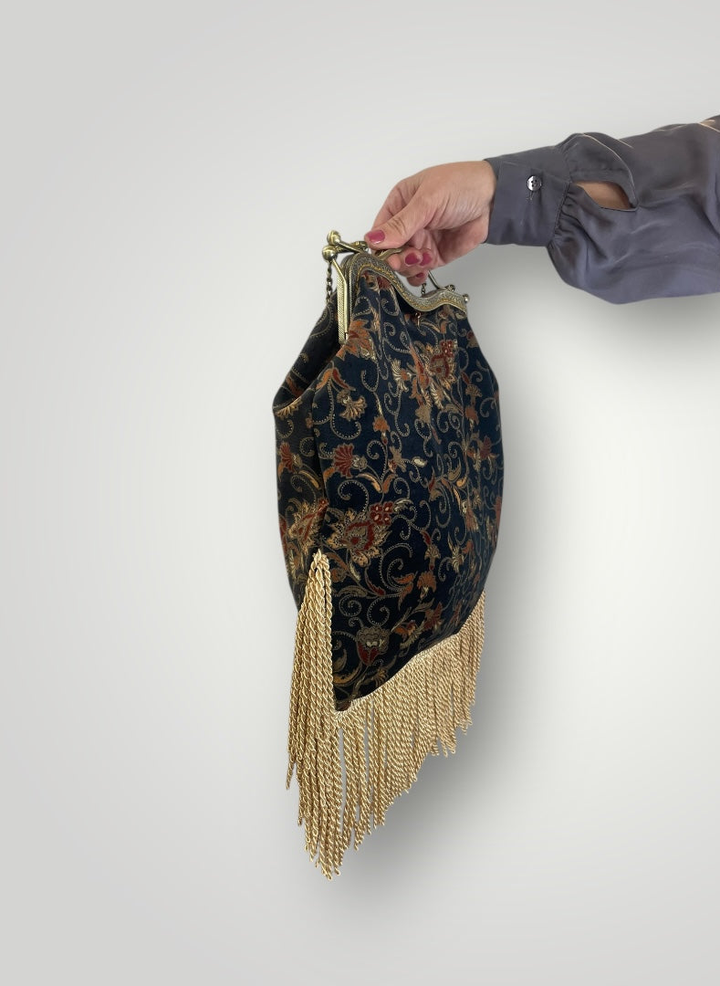 "black floral velvet" vintage bag