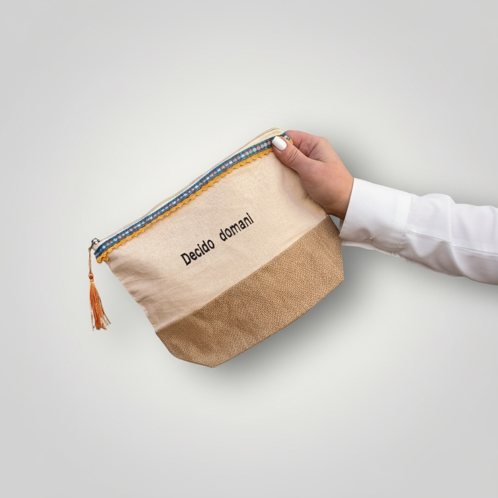 Pochette in juta con frase personalizzata