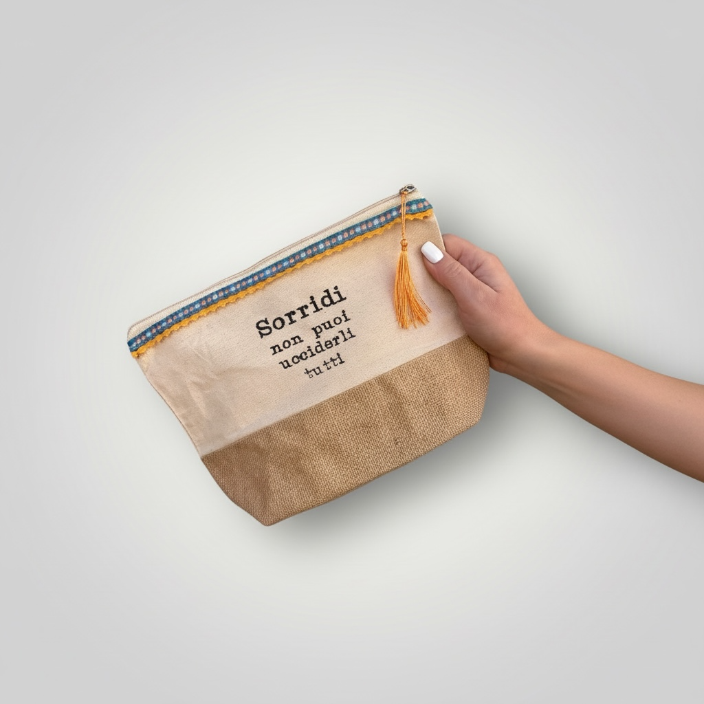 Pochette in juta con frase personalizzata