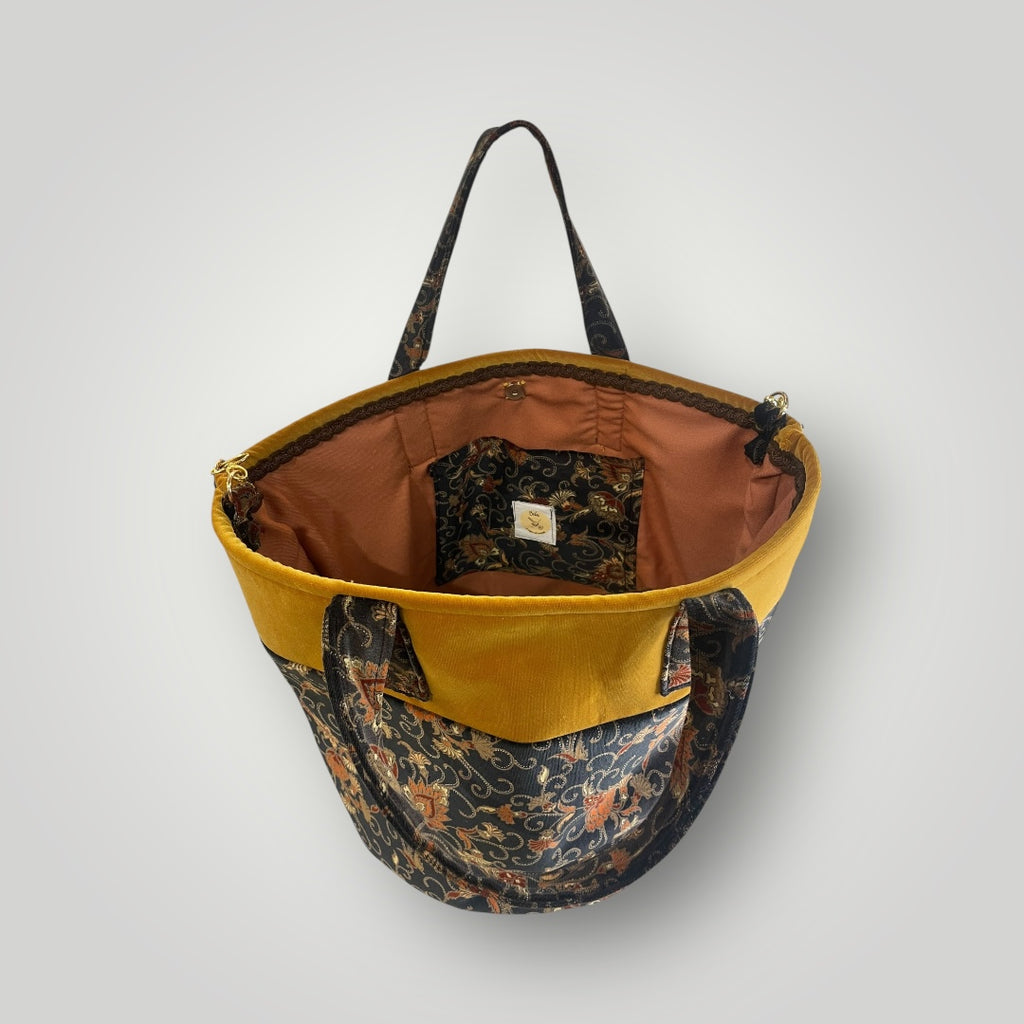 Maxi bag  "Black floral velvet"