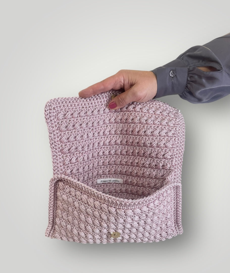 Pochette lurex rosa cipria
