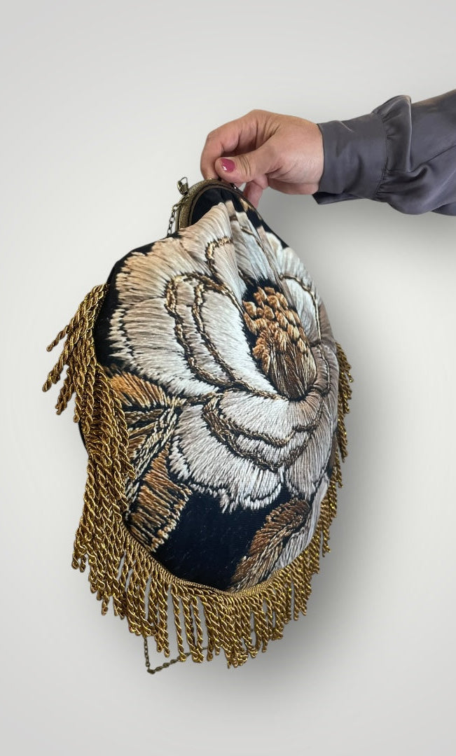 "Peonia" vintage round bag