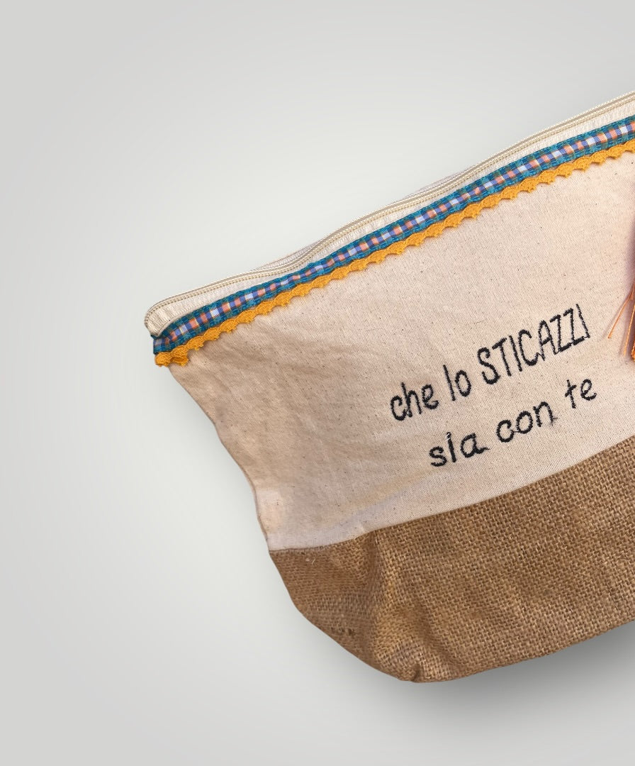 Pochette in juta con frase personalizzata