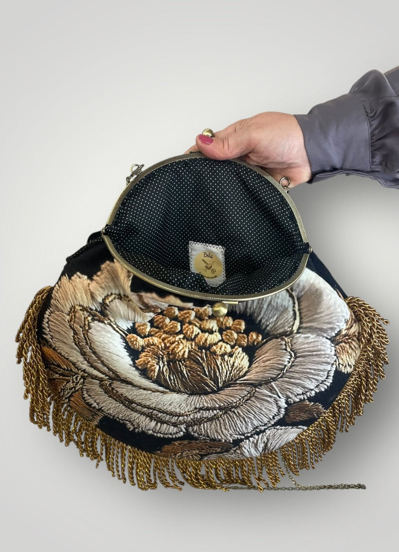 "Peonia" vintage round bag