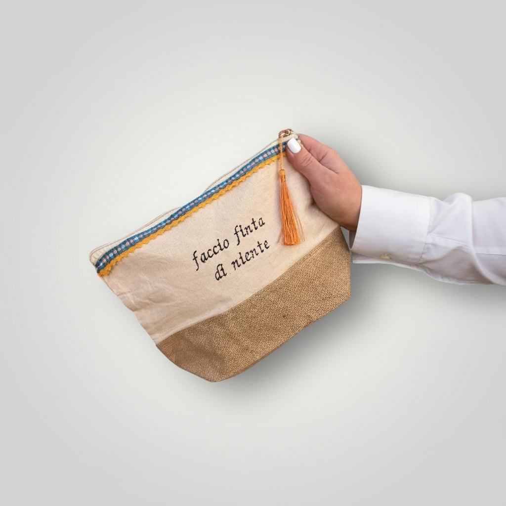 Pochette in juta con frase personalizzata