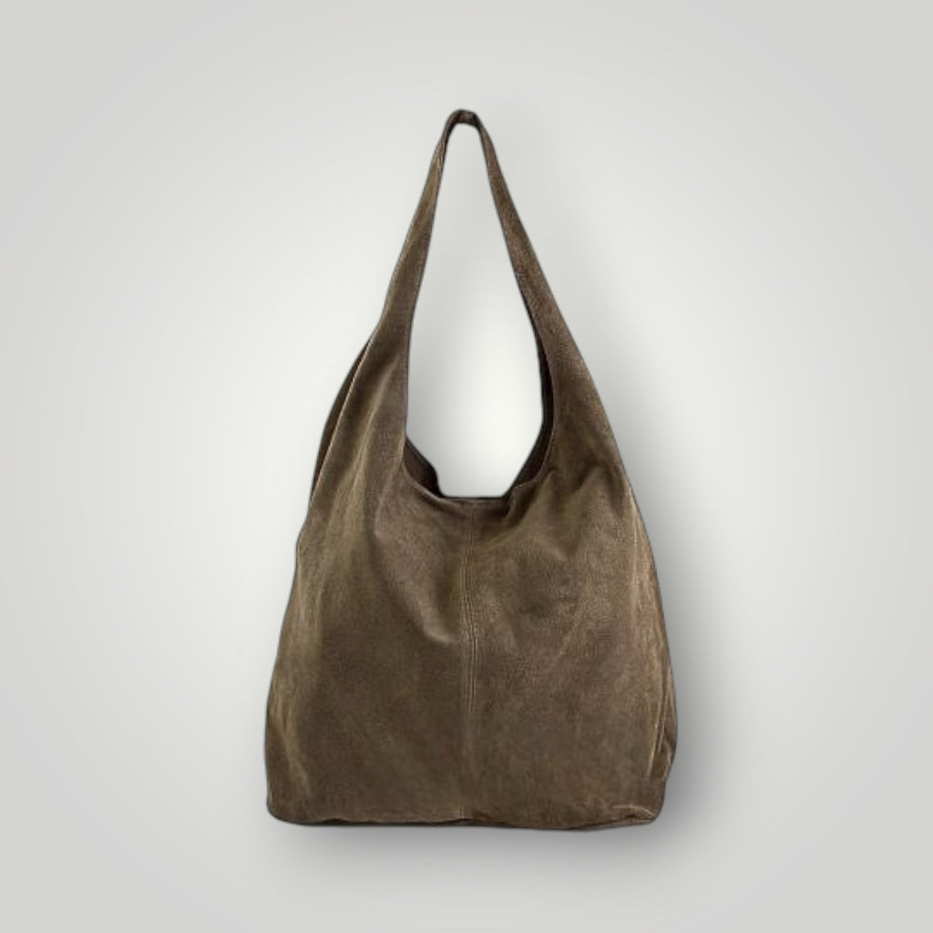 Borsa a sacca in pelle scamosciata